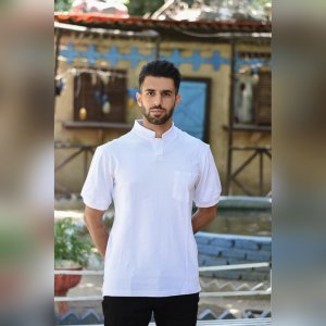 پولو شرت قاپک کوتاه سفید پک 12 عددی
