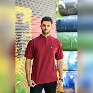 پولو شرت قاپک کوتاه زرشکی پک 12 عددی