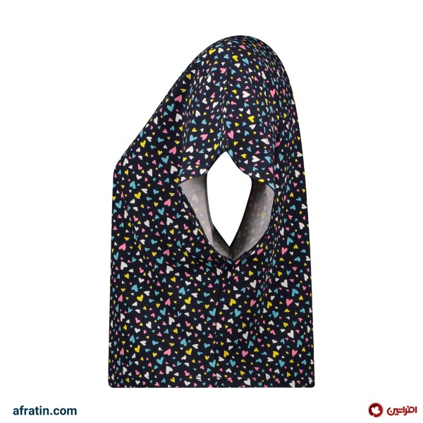 خرید اینترنتی ست نیم تنه و شلوارک زنانه مدل قلب ریز رنگ سرمه ای کد6571