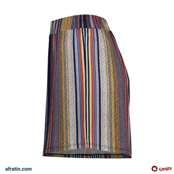 فروش اینترنتی ست تی شرت آستین کوتاه و شلوارک زنانه مدل راه راه کد 6572 رنگ خردلی