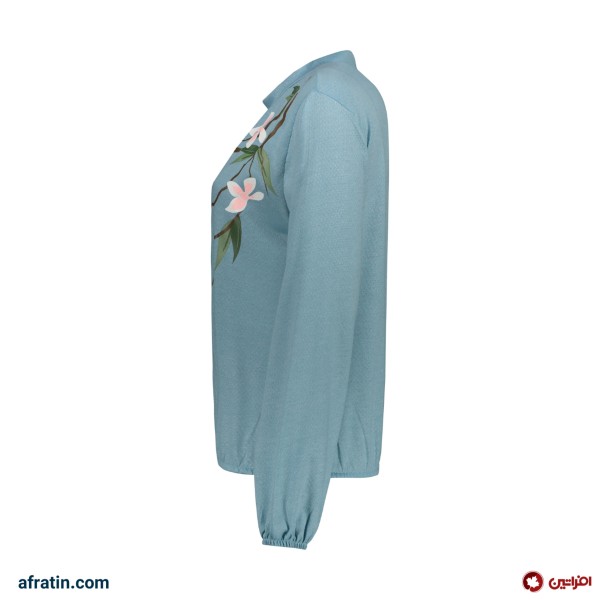 فروش اینترنتی بلوز زنانه مدل شکوفه کد 7540 رنگ آبی