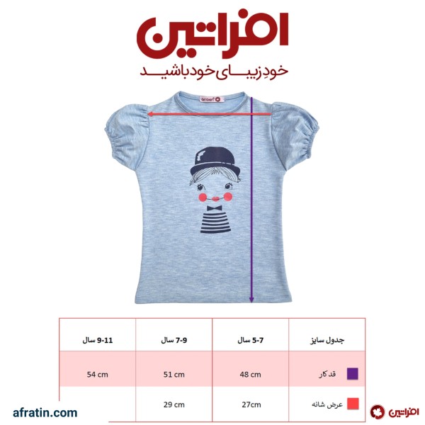 فروش اینترنتی تی شرت دخترانه مدل دلقک رنگ آبی