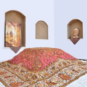 لحاف کرسی خاتون صورتی(پشمی و دست دوز)
