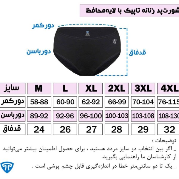 خرید آنلاین شورت پد ضد حساسیت تاپیک رنگ مشکی پک 3 عددی
