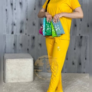 ست تیشرت شلوار پنبه گلدوزی